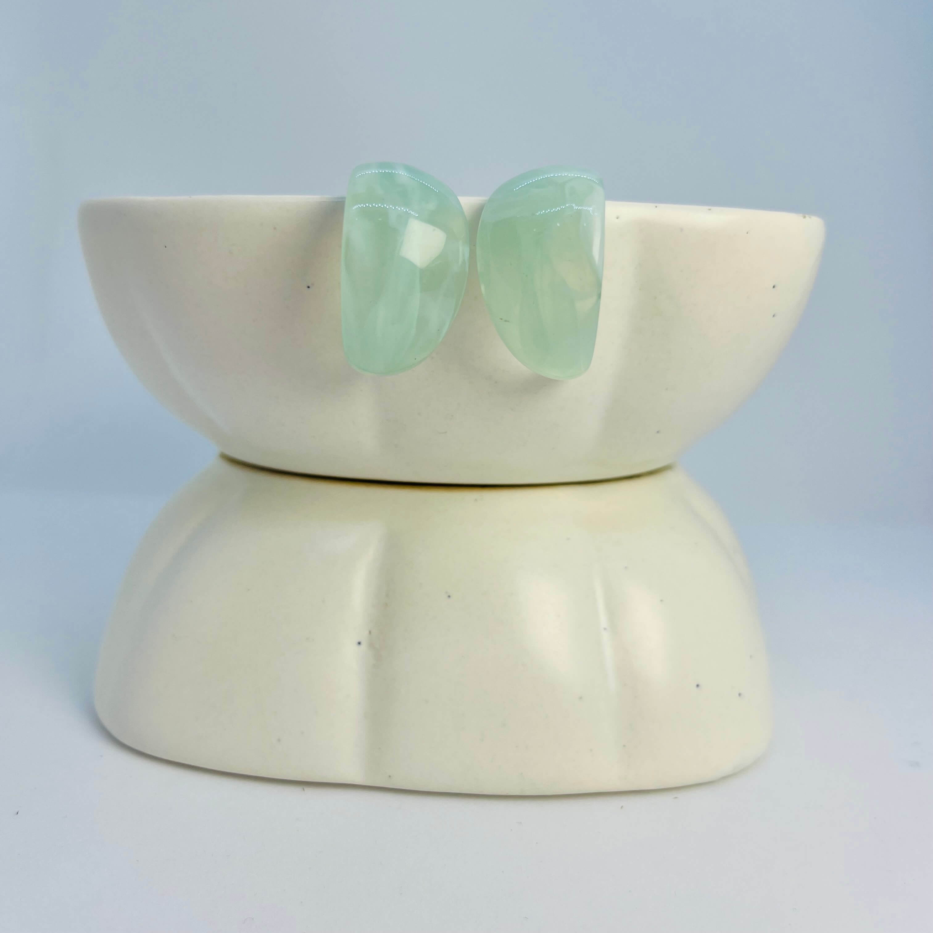 ACRYLIC BIGG BULGING HOOPS PASTEL (TURQUOISE) - SILVER