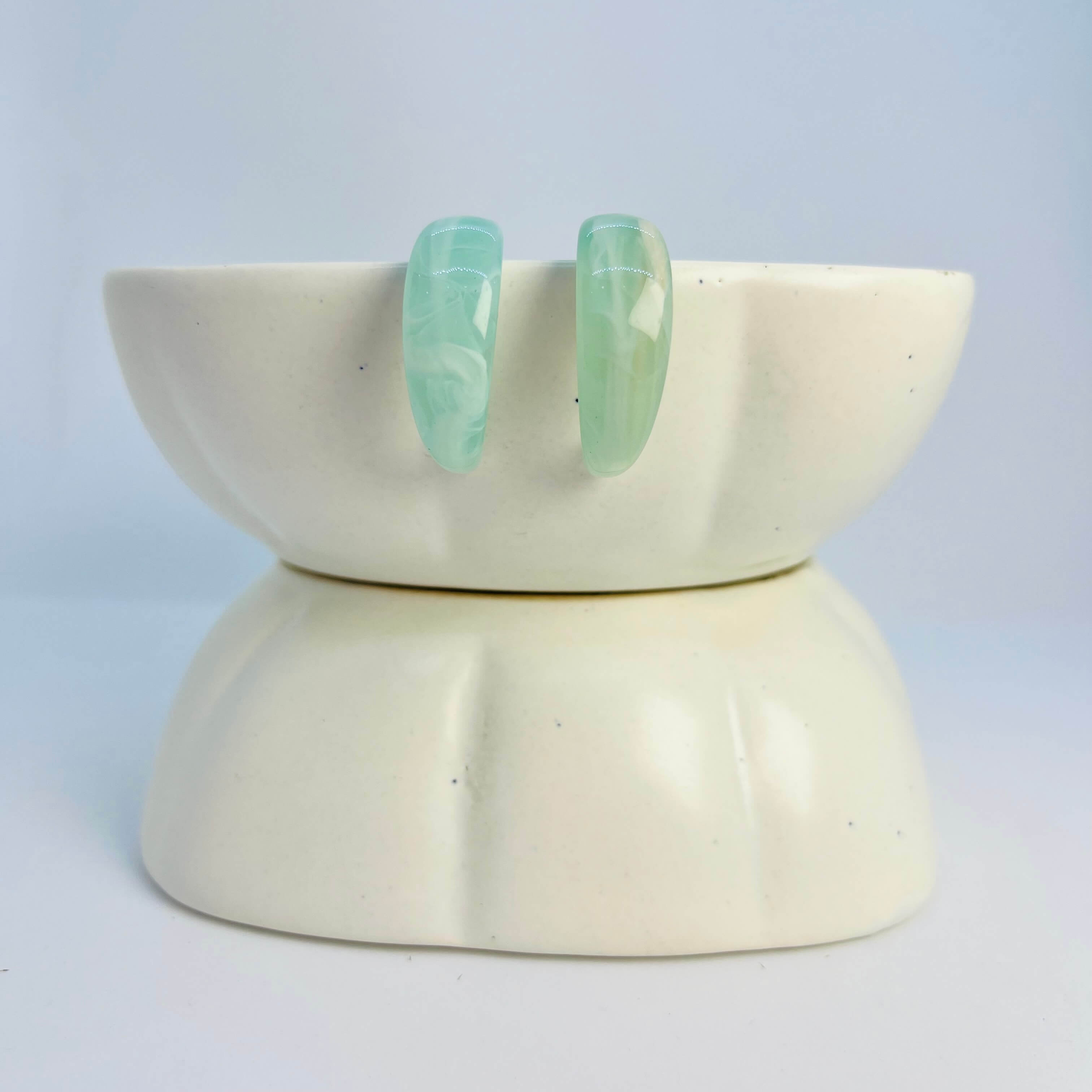 ACRYLIC NOT-SO-BIG BULGING HOOPS (TURQUOISE) - SILVER