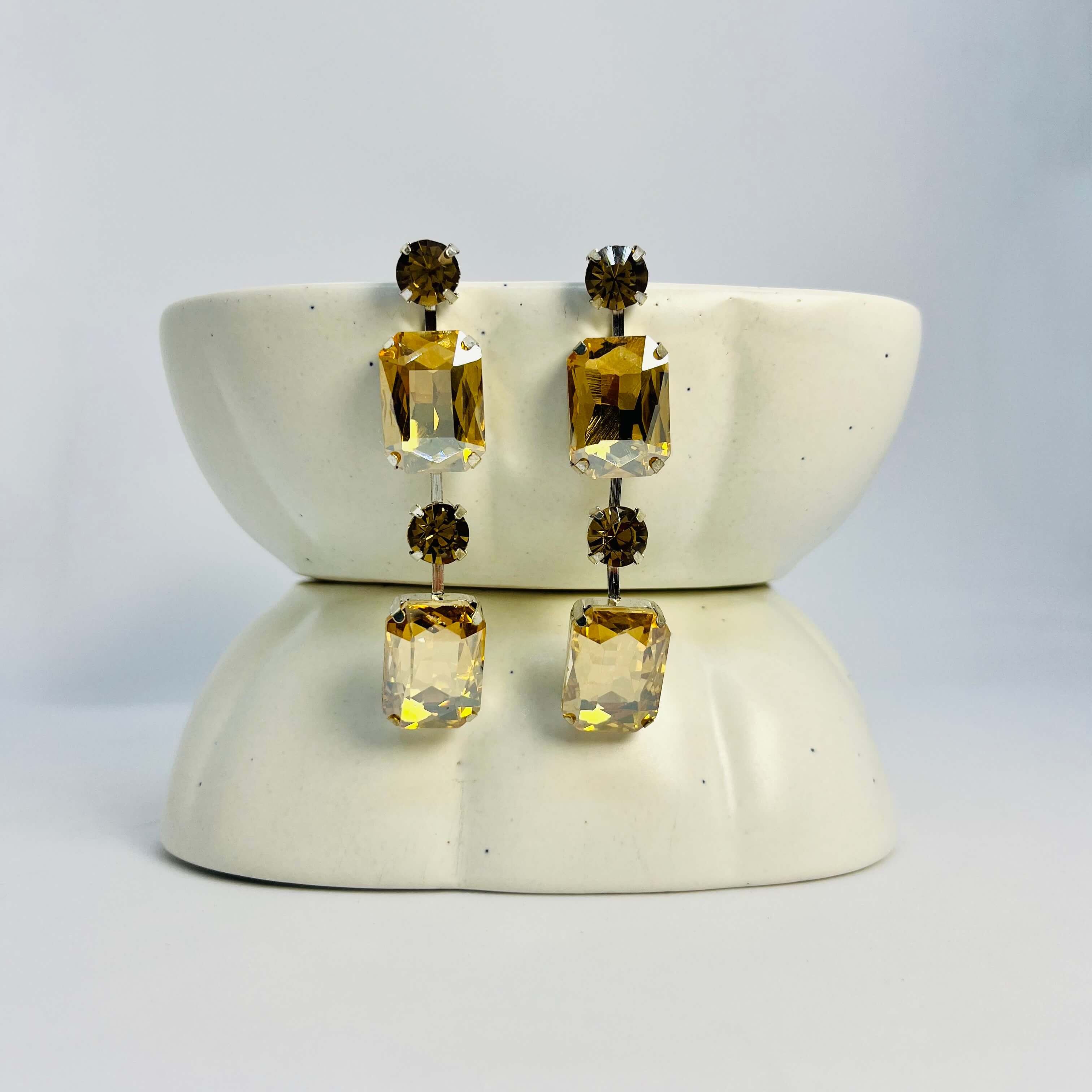 RHINESTONE DROPS (GOLDEN) - SILVER