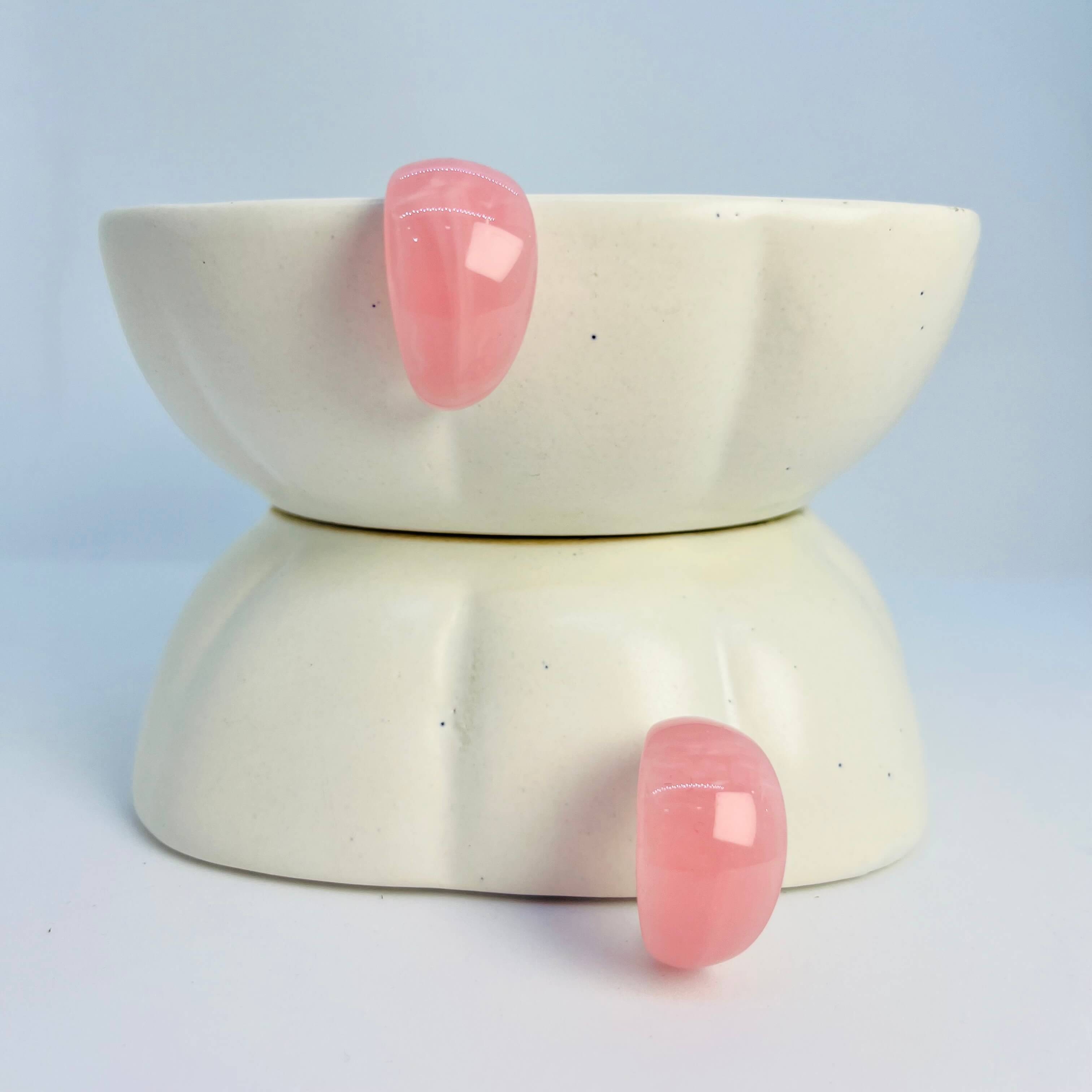 ACRYLIC BIGG BULGING HOOPS PASTEL (PINK) - SILVER