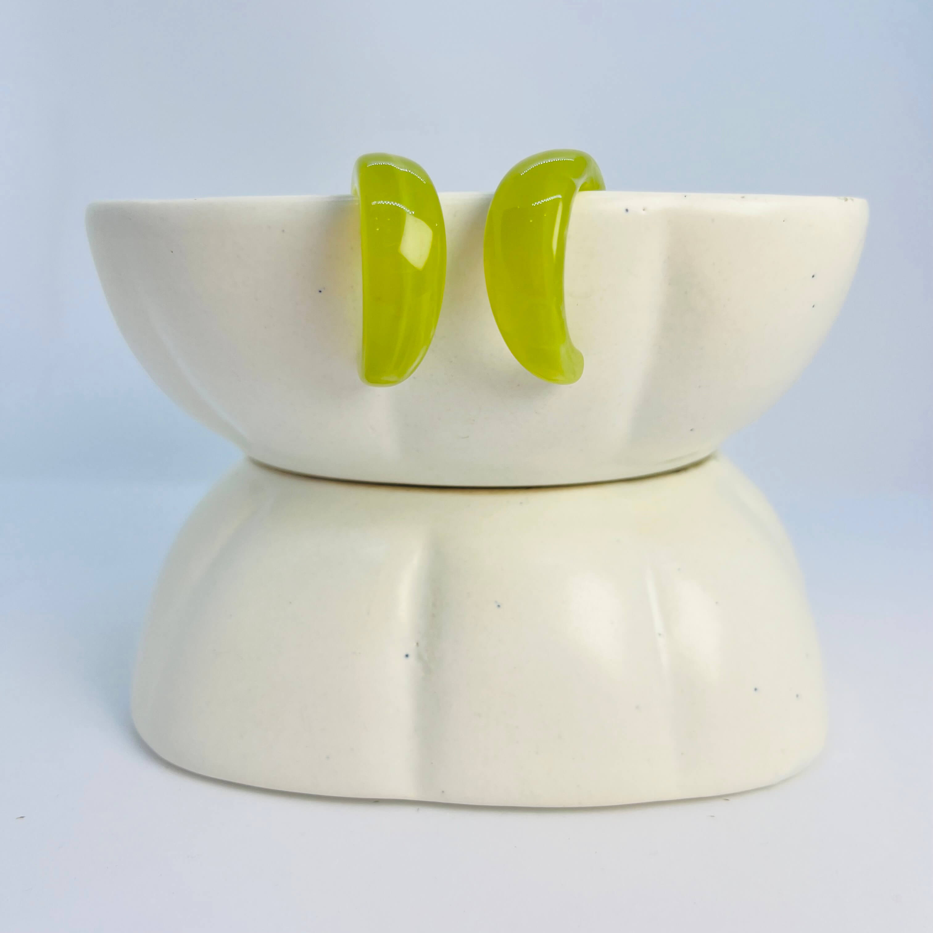 ACRYLIC NOT-SO-BIG BULGING HOOPS (GREEN) - SILVER