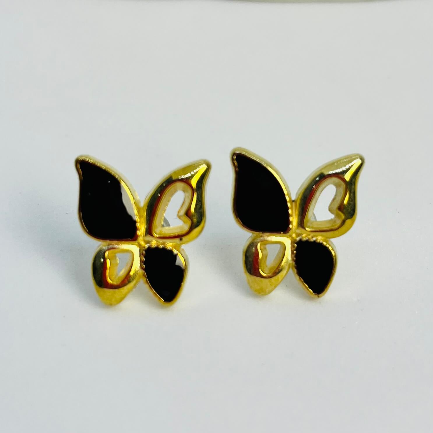 GOLDEN AND BLACK BUTTERFLY STUDS (BLACK) - GOLDEN