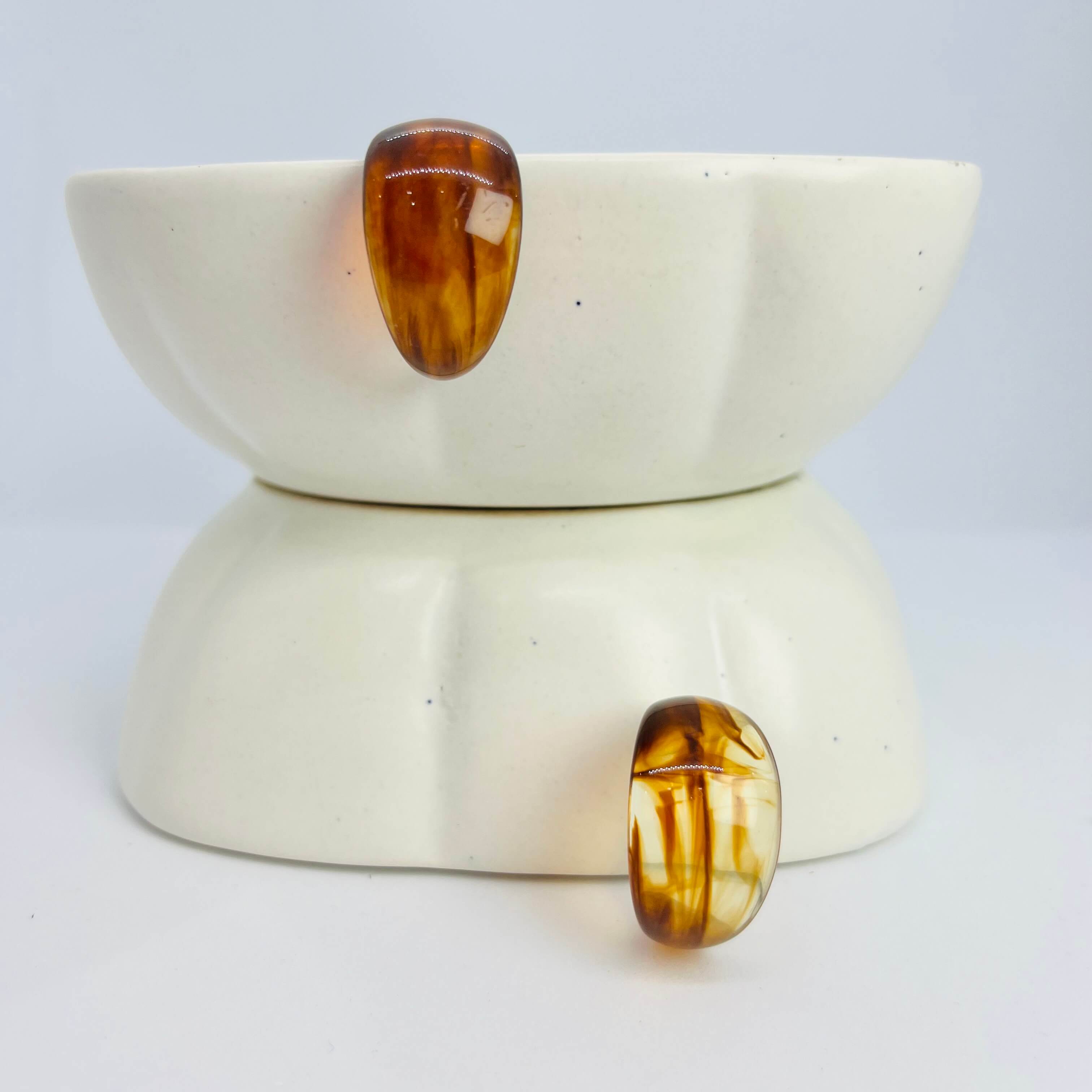 ACRYLIC BIGG BULGING HOOPS PASTEL (BROWN) - SILVER