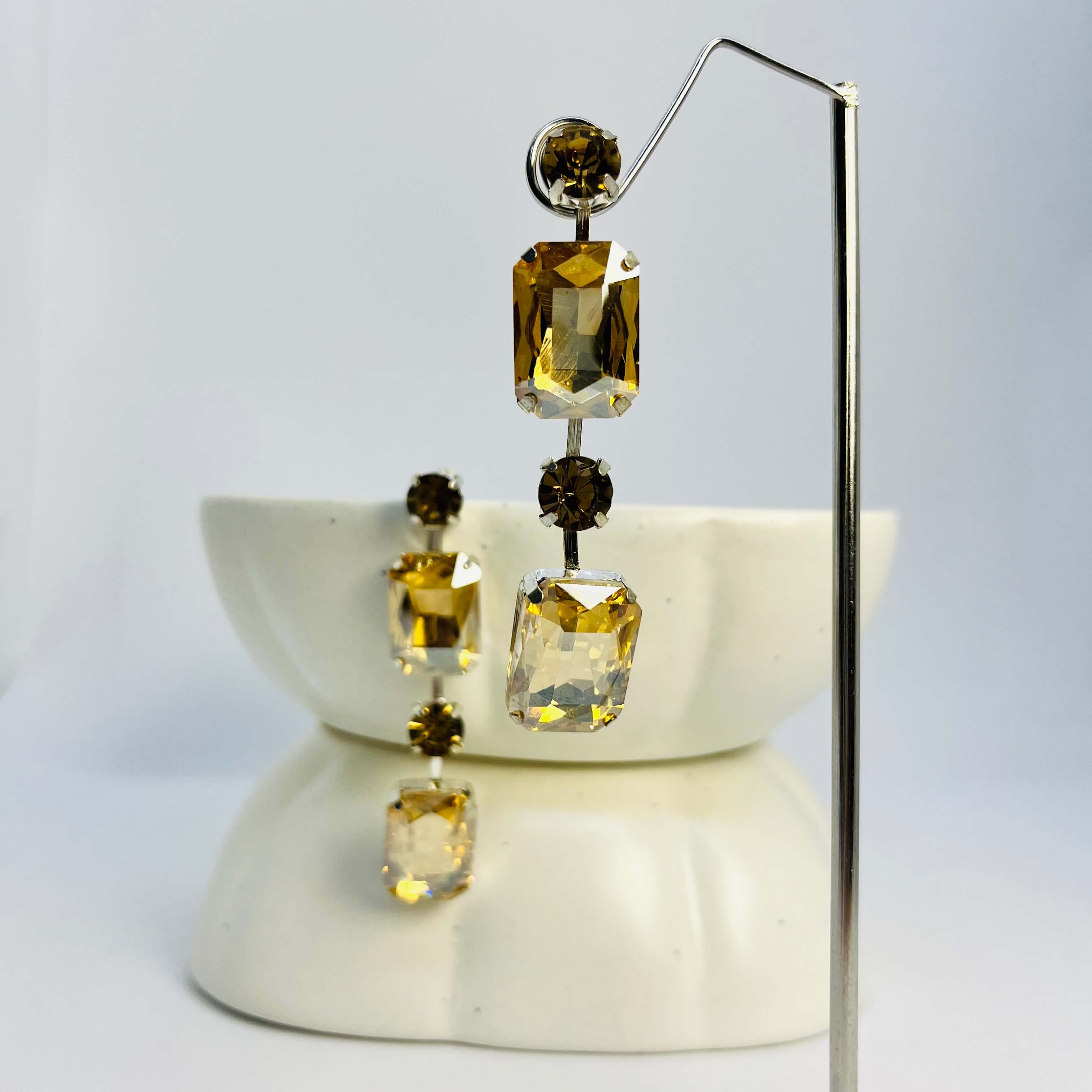 RHINESTONE DROPS (GOLDEN) - SILVER