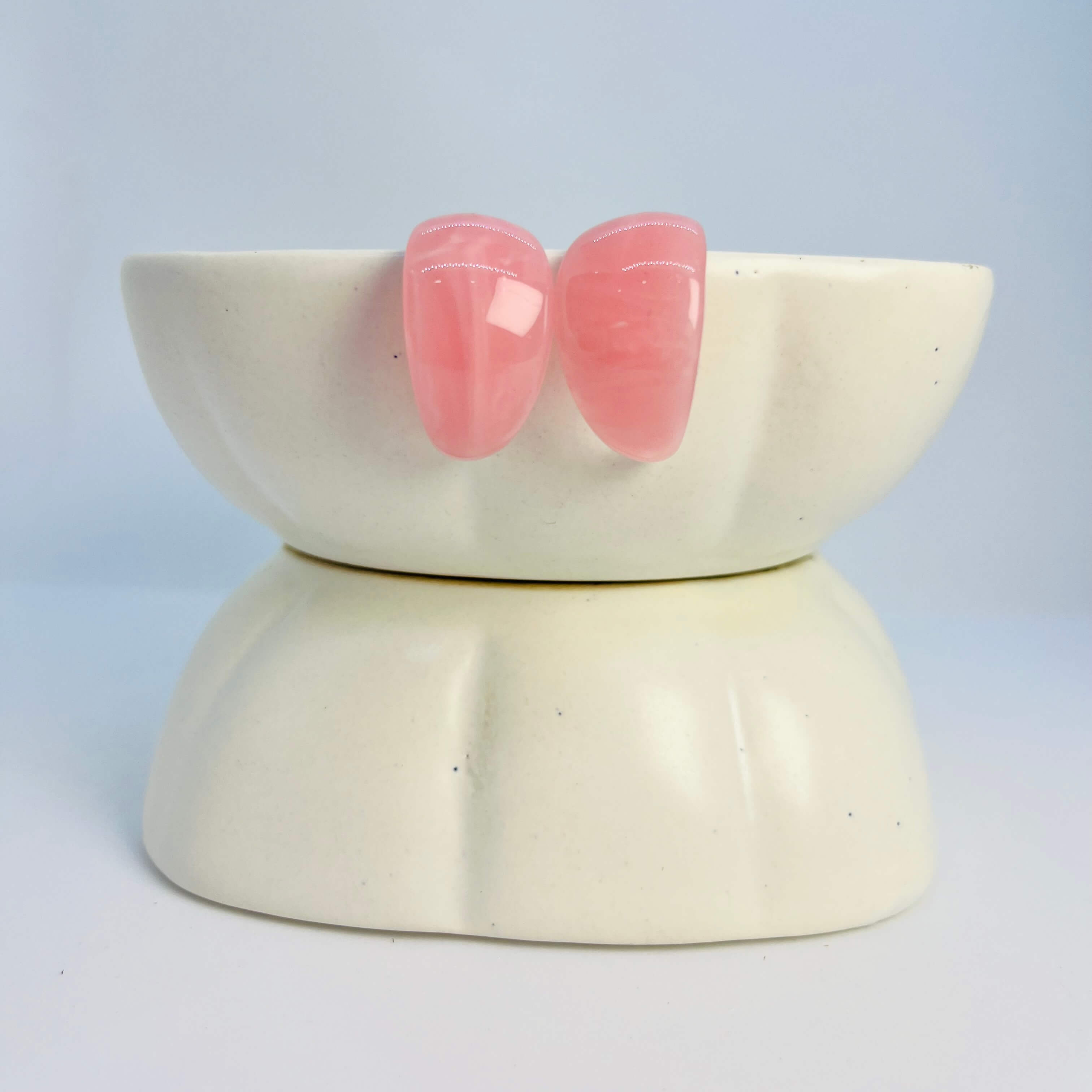 ACRYLIC BIGG BULGING HOOPS PASTEL (PINK) - SILVER